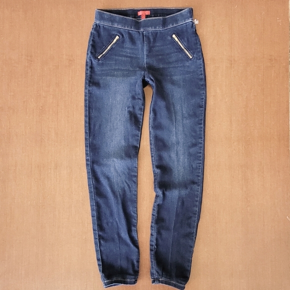 Dark Distressed Jeggings Super Skinny Pull On Jeans Zip Pockets Jennifer Lopez 2 - Picture 2 of 5